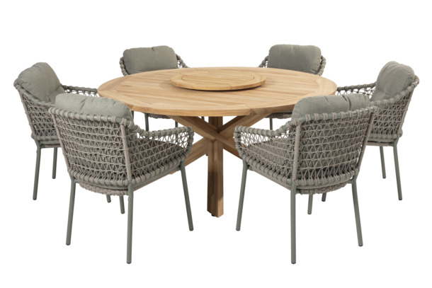 4SO Jura stapelbare tuinstoelen met zit- en rugkussen (olijfkleurig) - 3